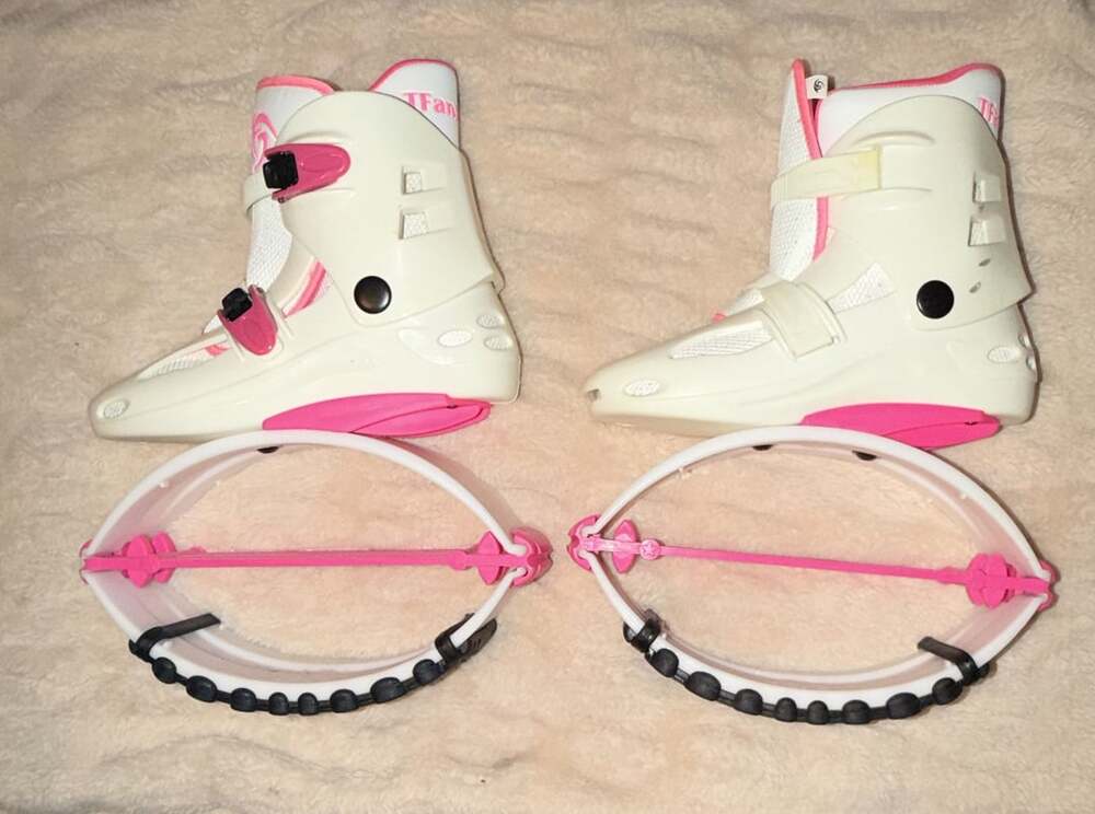TFanJump White and Pink Kangoo Jump Boots Bounce Shoes